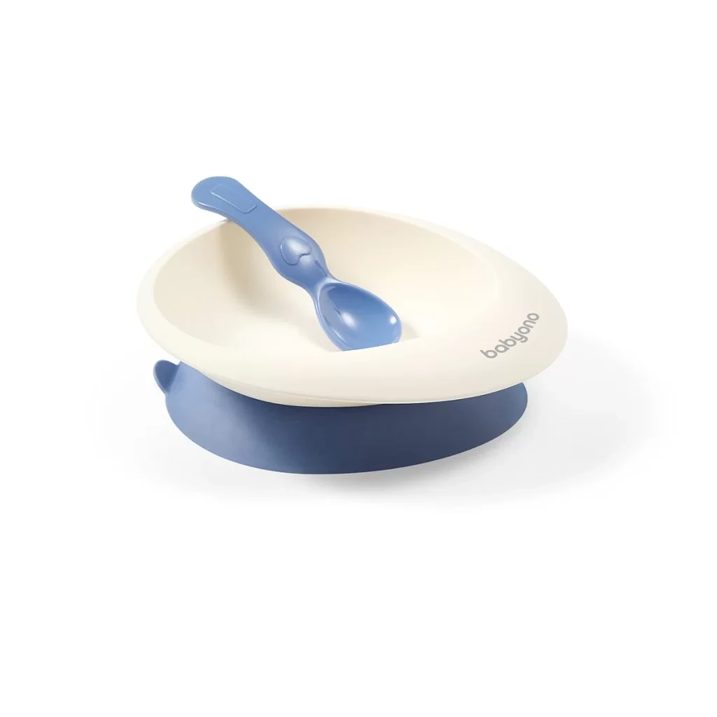Набор для кормления BabyOno: тарелка на присоске и ложка, 6+, BPA-free