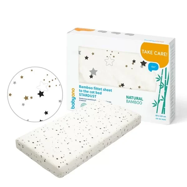 Простынь бамбуковая на резинке для детской кроватки BabyOno, ультрамягкая 2 шт
