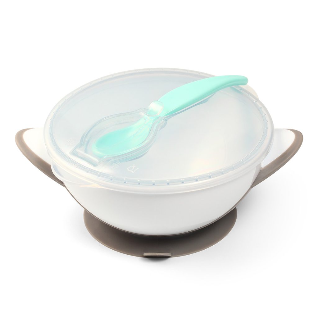 Набор для кормления BabyOno: тарелка на присоске и ложка, 6+, BPA-free