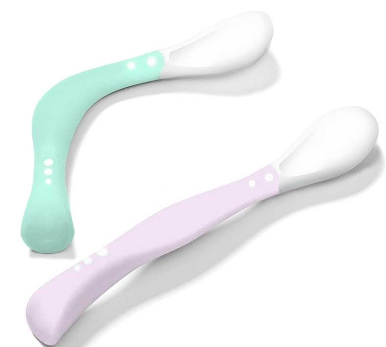 Ложки для кормления пластичные BabyOno, силиконовые BPA-free, 4+, 2 шт, для правшей и левшей