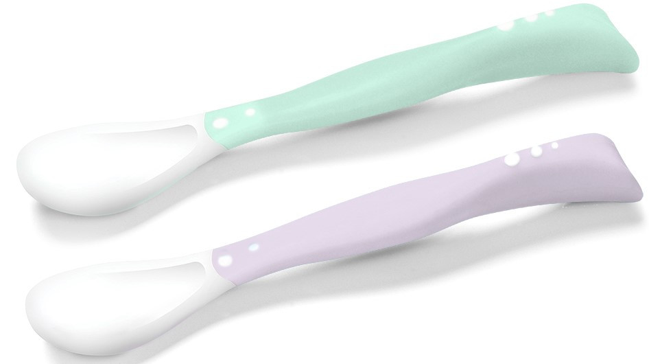 Ложки для кормления пластичные BabyOno, силиконовые BPA-free, 4+, 2 шт, для правшей и левшей — изображение 2