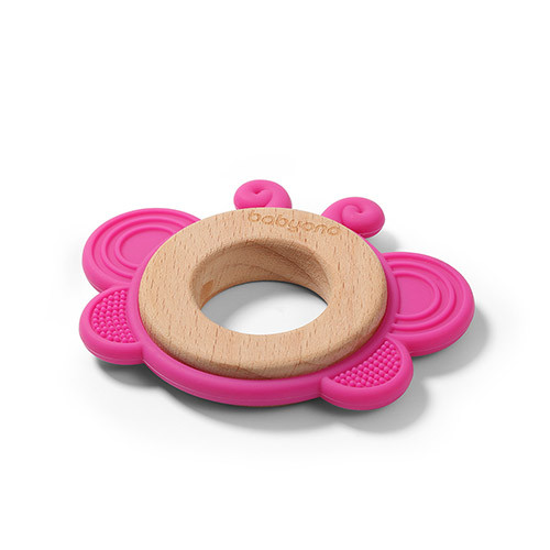 Силиконовый прорезыватель с деревянными вставками BUTTERFLY BabyOno, BPA-free