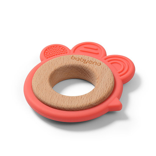 Силиконовый прорезыватель с деревянными вставками HEN BabyOno, BPA-free