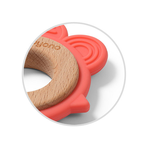 Силиконовый прорезыватель с деревянными вставками HEN BabyOno, BPA-free — изображение 3