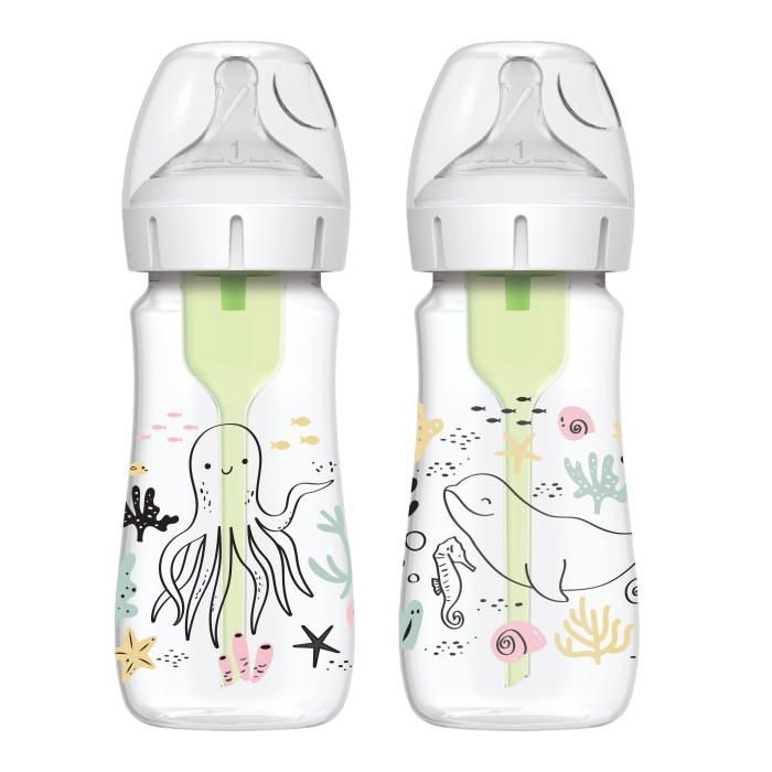 Антиколиковая бутылочка Dr.Brown's с широким горлышком 270 мл 2 шт Море, BPA-free
