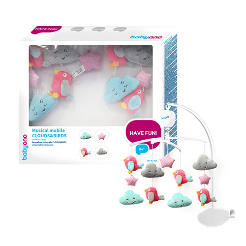 Мобиль для кроватки BABYONO с мелодиями Облака and птички