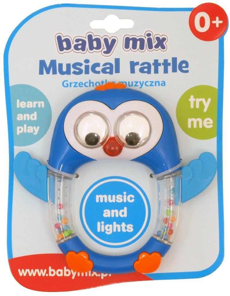 Погремушка музыкальная Пингвин BabyMix, пластик BPA-free