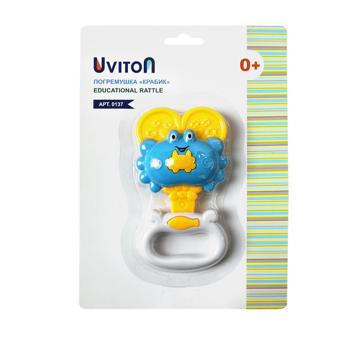 Погремушка-прорезыватель Крабик Uviton, пластик и силикон BPA-free