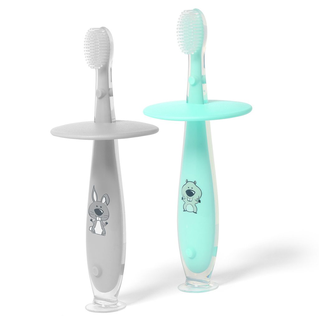 Зубная щетка для детей от года с ограничителем, безопасная BabyOno (1 шт),  BPA-free