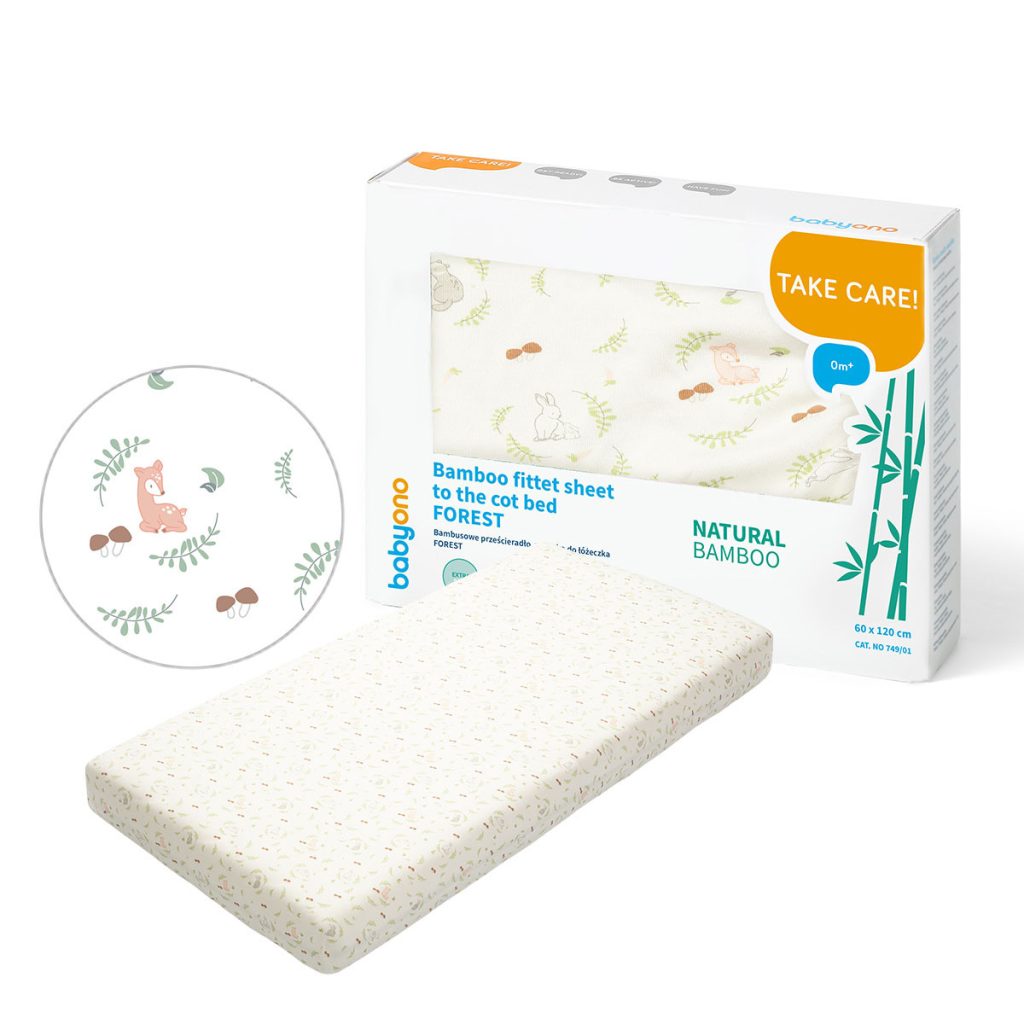 Простынь на резинке для детской кроватки BabyOno, бамбук