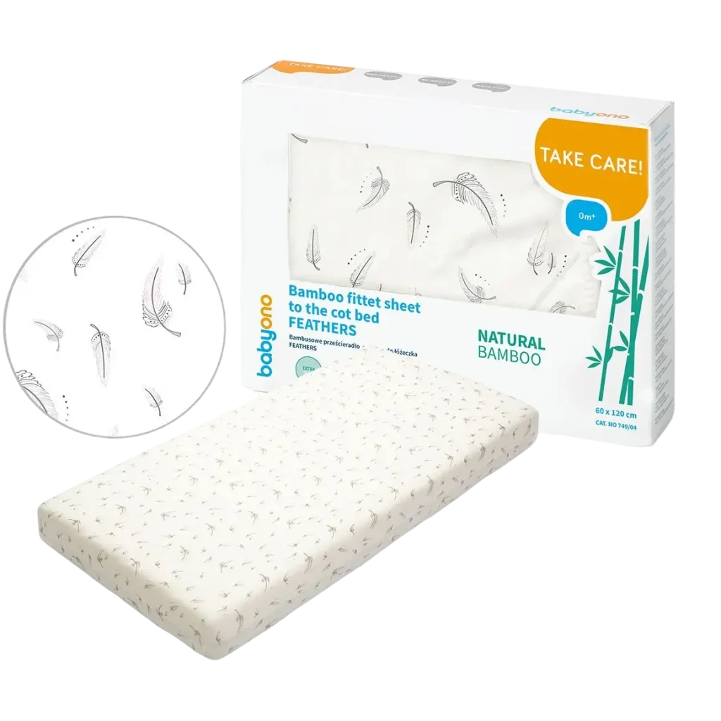 Простынь на резинке для детской кроватки BabyOno, бамбук