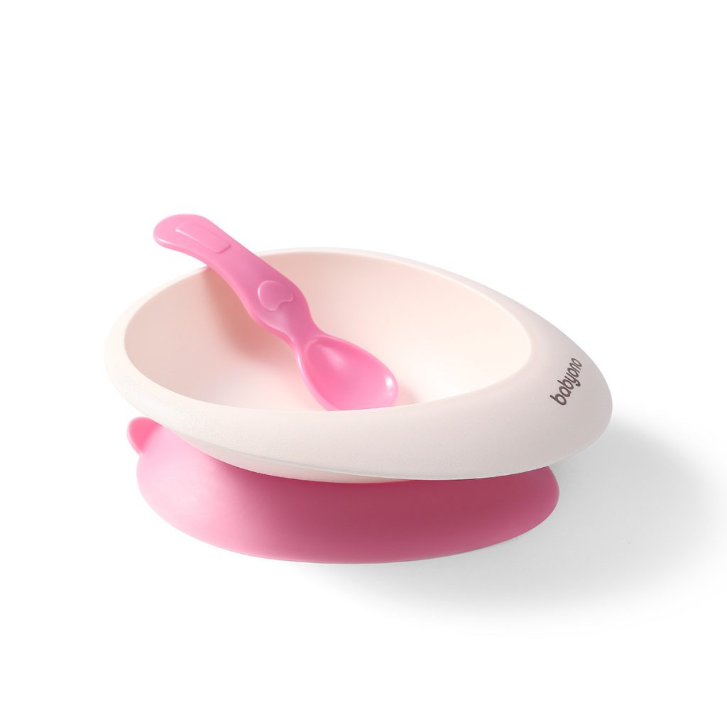 Набор для кормления BabyOno: тарелка на присоске и ложка, 6+, BPA-free