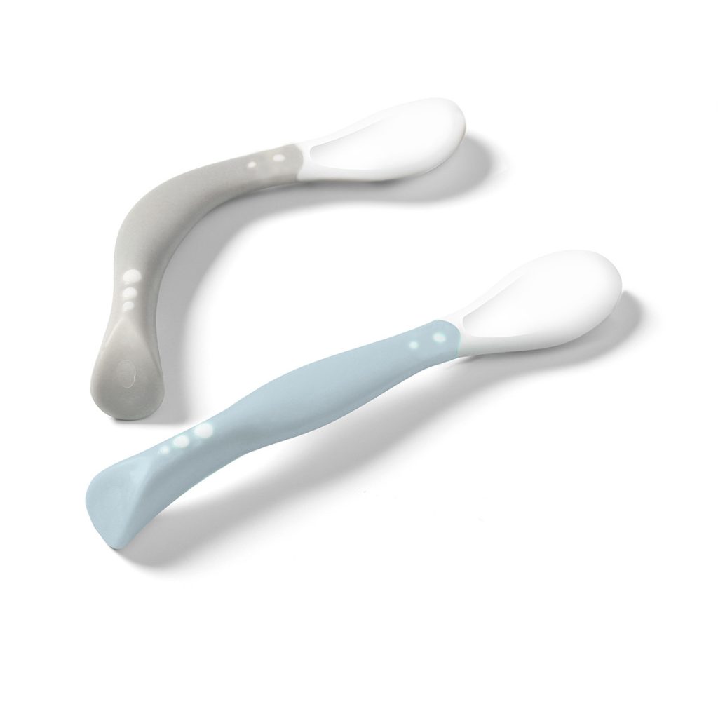 Ложки для кормления детей 4+, пластичные BabyOno, силиконовые, 4+, 2 шт, для правшей и левшей