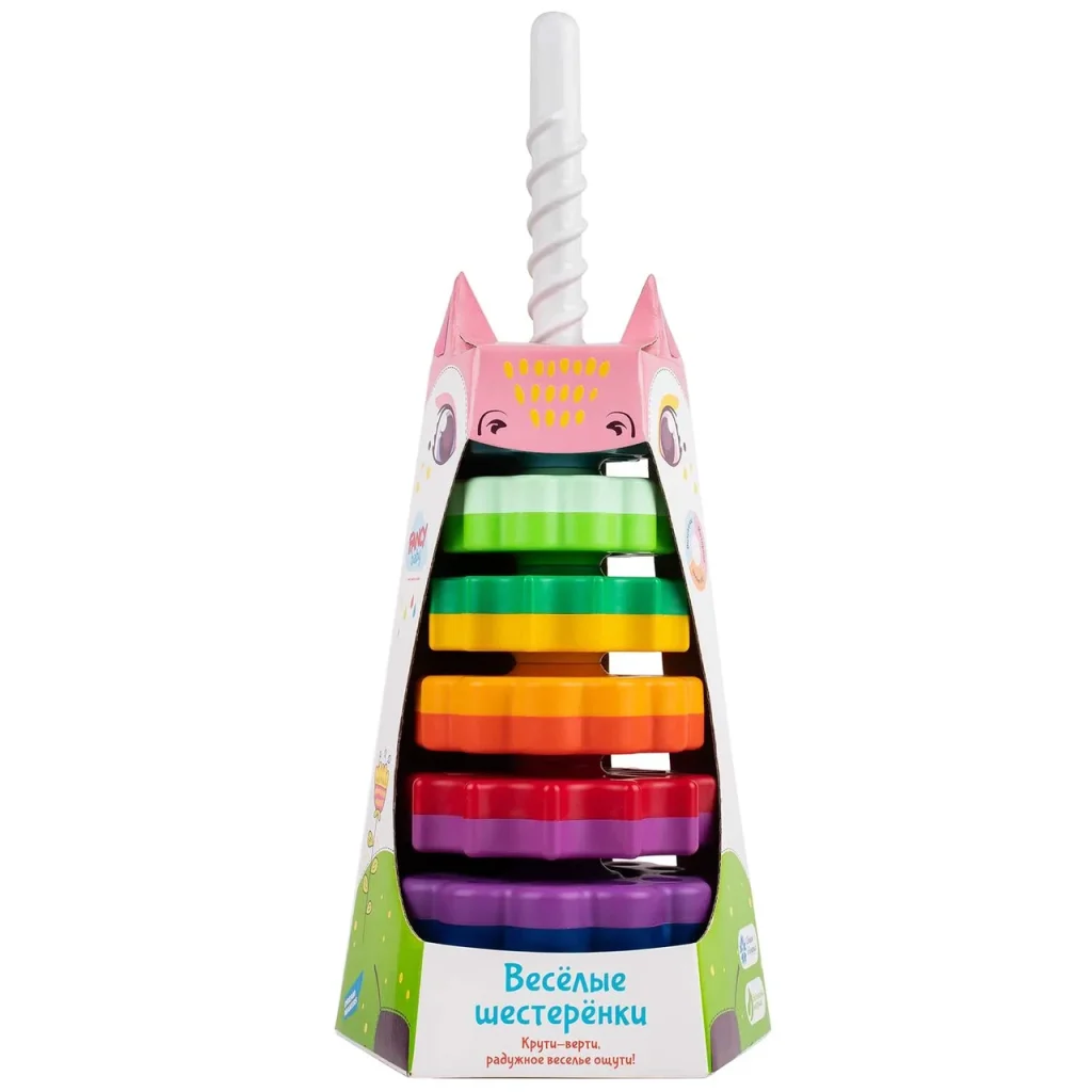 Пирамидка Веселые шестеренки Fancy Baby, пластик BPA-free, 7 колец
