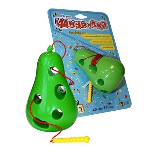 Развивающая игрушка Шнуровка Груша, для моторики, пластик BPA-free