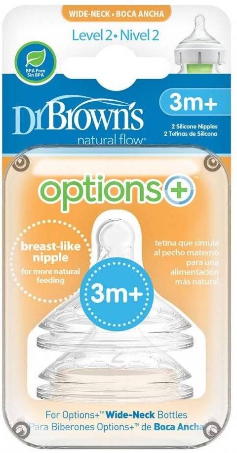 Набор из 2-х сосок 3+ Dr. Brown's Natural Flow® к бутылочкам с широким горлышком