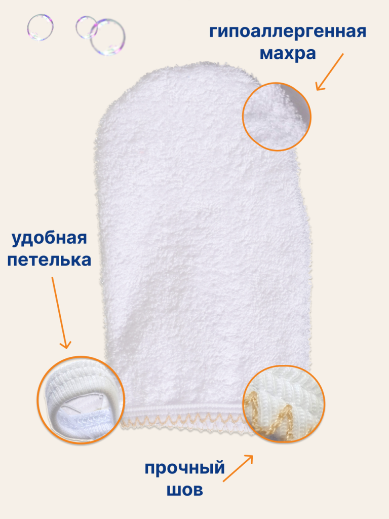 Мочалка-рукавичка для детей 0+, микрофибра Uviton