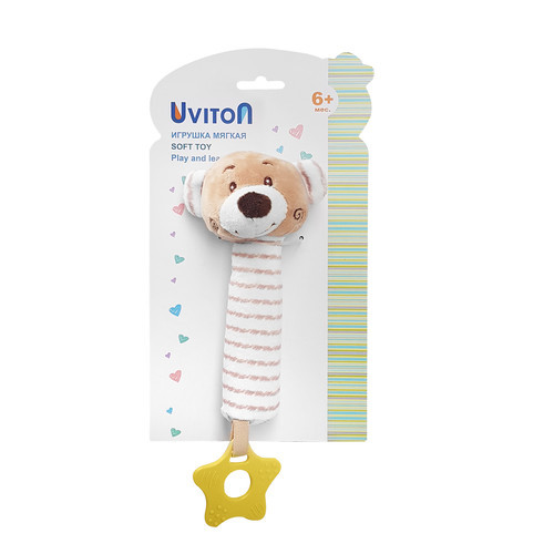 Игрушка-пищалка с силиконовым прорезывателем BPA-free, Зверята Uviton
