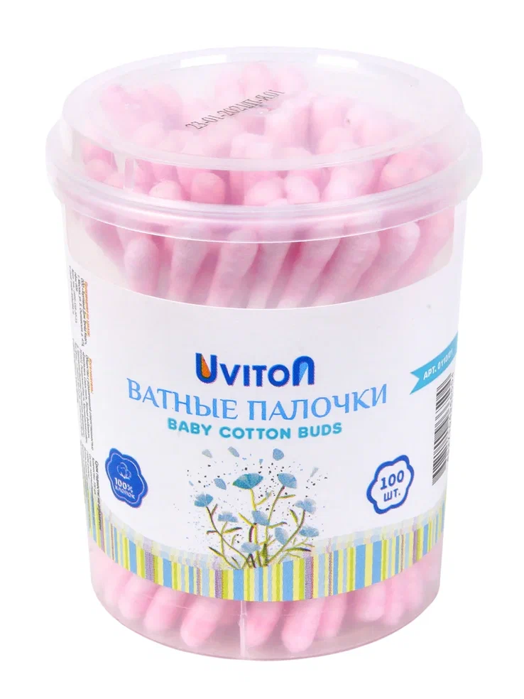 Ватные палочки, 100 шт, цветные Uviton