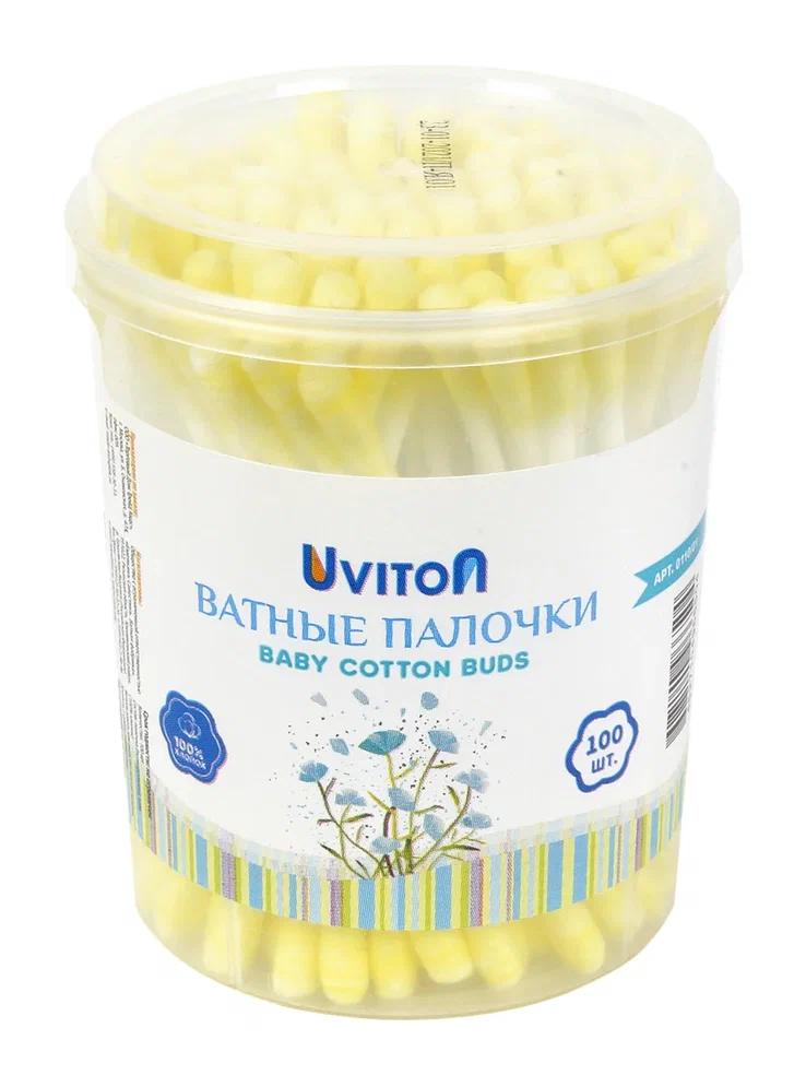 Ватные палочки, 100 шт, цветные Uviton