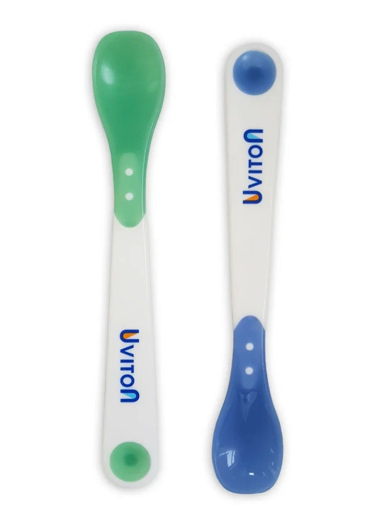 Ложки для прикорма 4+ (2 шт) UVITON, термо, мягкий кончик, силикон BPA-free
