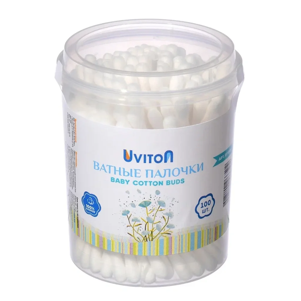 Ватные палочки, 100 шт, цветные Uviton