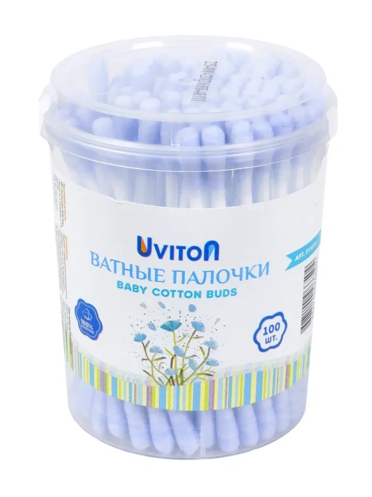 Ватные палочки, 100 шт, цветные Uviton